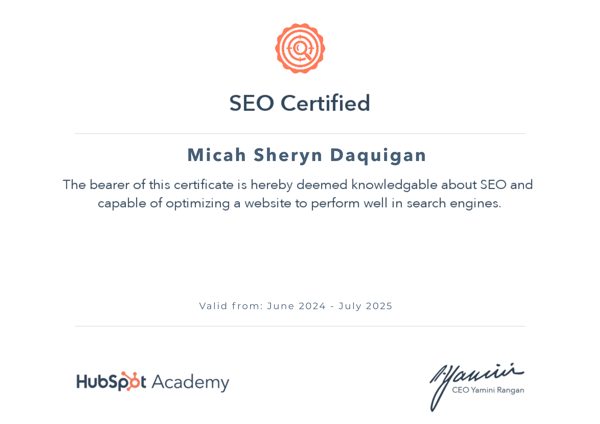 seo hubspot cert